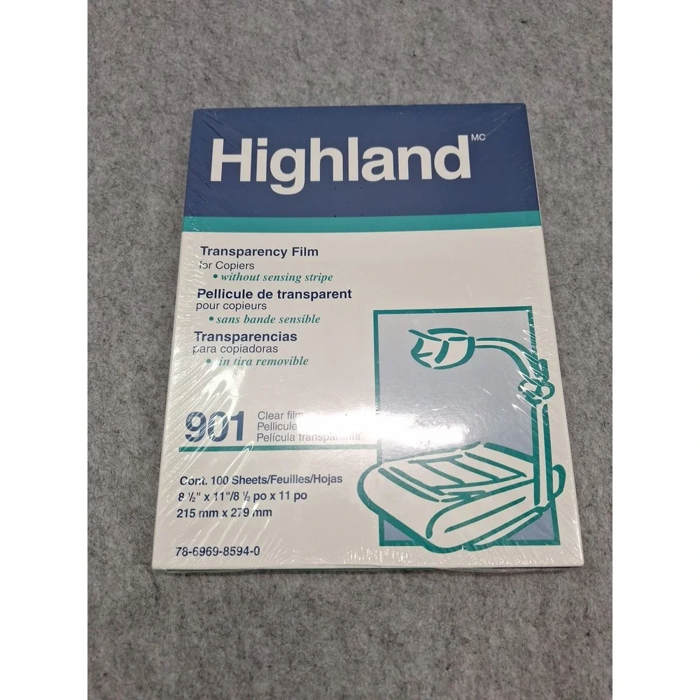 3M HIGHLAND 901 Transparency Film For Copiers Without Sensing Stripe 100 Sheets